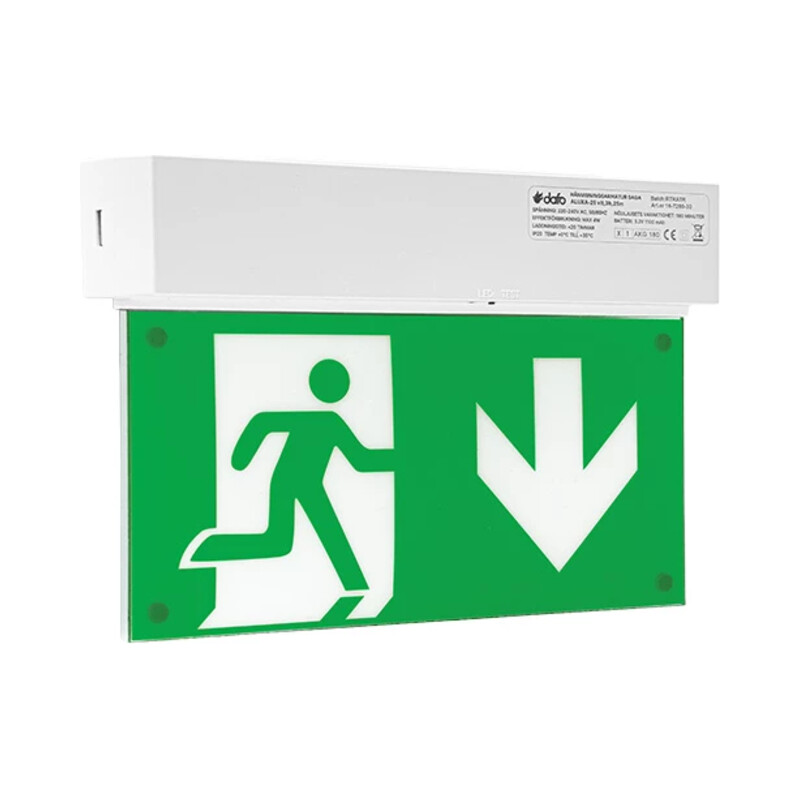 Hänvisningsarmatur Aluxa-25 vit, 3 h, 25 m med självtest