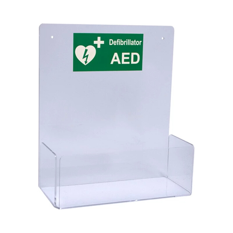 Hylla i plexiglas för hjärtstartare