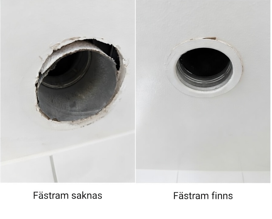Ram saknas – ventilationsdon utan fästram